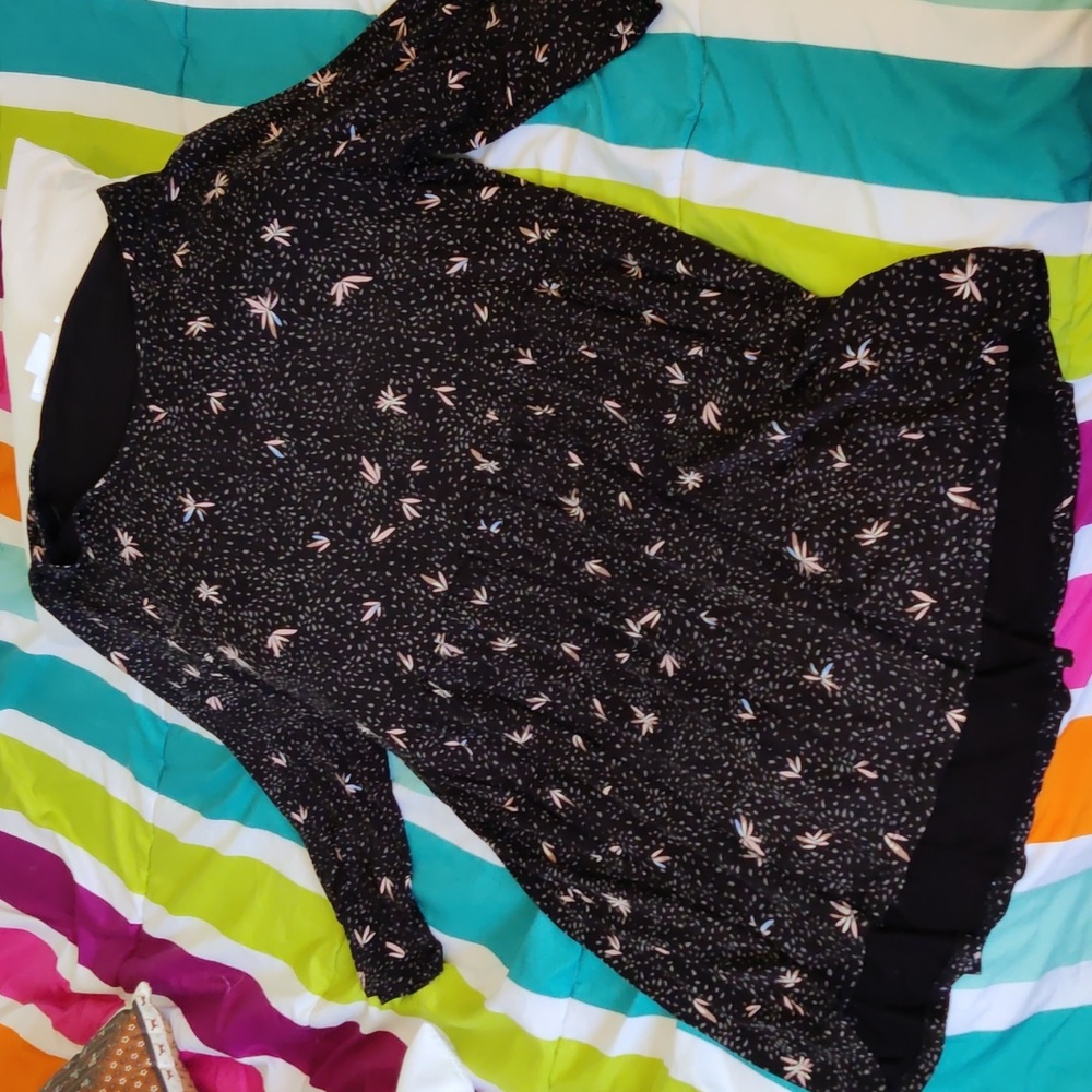 Stretchy Elastic Waist Floral Print Tunic Top